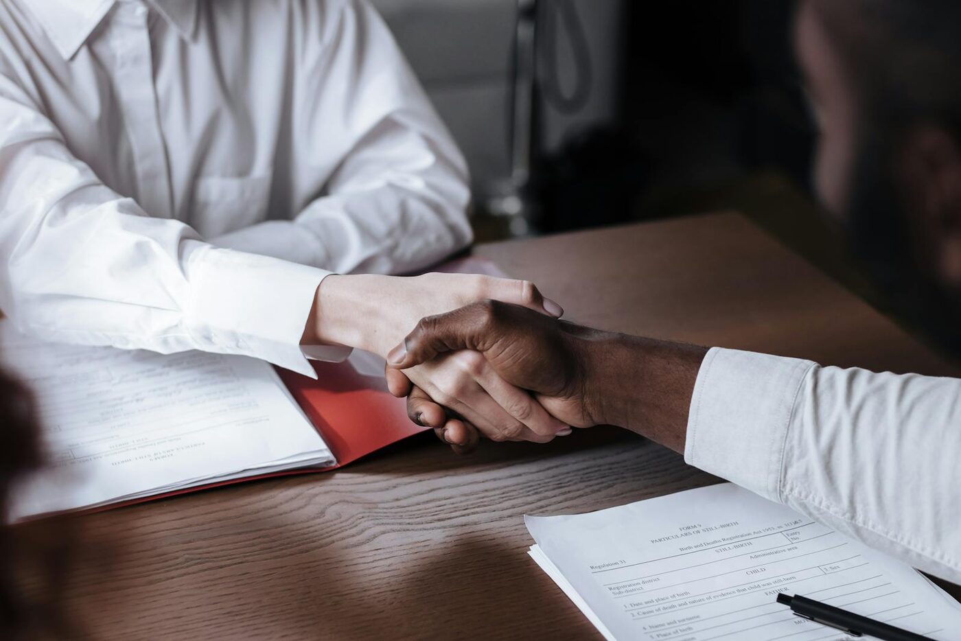 A finance consultation at a desk